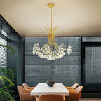 Contemporary Luxury Dandelion Crystal Firework Iron Frame 13/19-light Chandelier for Living Room BulbSquare