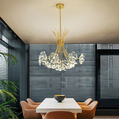 Contemporary Luxury Dandelion Crystal Firework Iron Frame 13/19-light Chandelier for Living Room