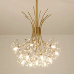 Contemporary Luxury Dandelion Crystal Firework Iron Frame 13/19-light Chandelier for Living Room BulbSquare