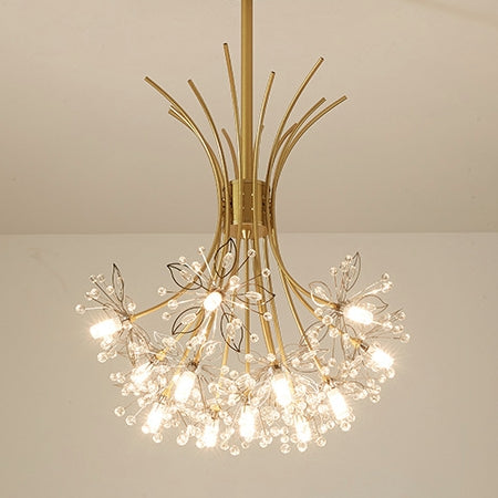 Contemporary Luxury Dandelion Crystal Firework Iron Frame 13/19-light Chandelier for Living Room