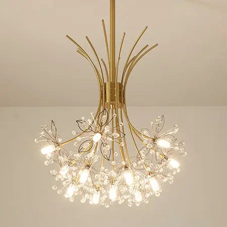 Contemporary Luxury Dandelion Crystal Firework Iron Frame 13/19-light Chandelier for Living Room BulbSquare