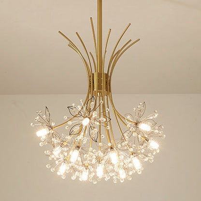 Contemporary Luxury Dandelion Crystal Firework Iron Frame 13/19-light Chandelier for Living Room