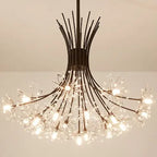 Contemporary Luxury Dandelion Crystal Firework Iron Frame 13/19-light Chandelier for Living Room BulbSquare