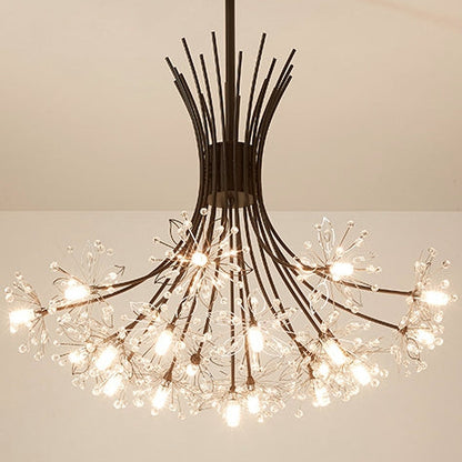 Contemporary Luxury Dandelion Crystal Firework Iron Frame 13/19-light Chandelier for Living Room