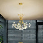 Contemporary Luxury Dandelion Crystal Firework Iron Frame 13/19-light Chandelier for Living Room BulbSquare