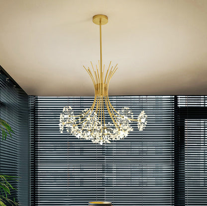 Contemporary Luxury Dandelion Crystal Firework Iron Frame 13/19-light Chandelier for Living Room