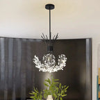 Contemporary Luxury Dandelion Crystal Firework Iron Frame 13/19-light Chandelier for Living Room BulbSquare