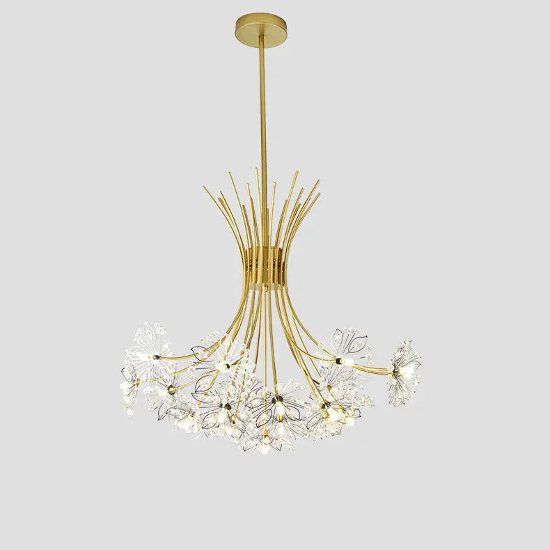 Contemporary Luxury Dandelion Crystal Firework Iron Frame 13/19-light Chandelier for Living Room BulbSquare