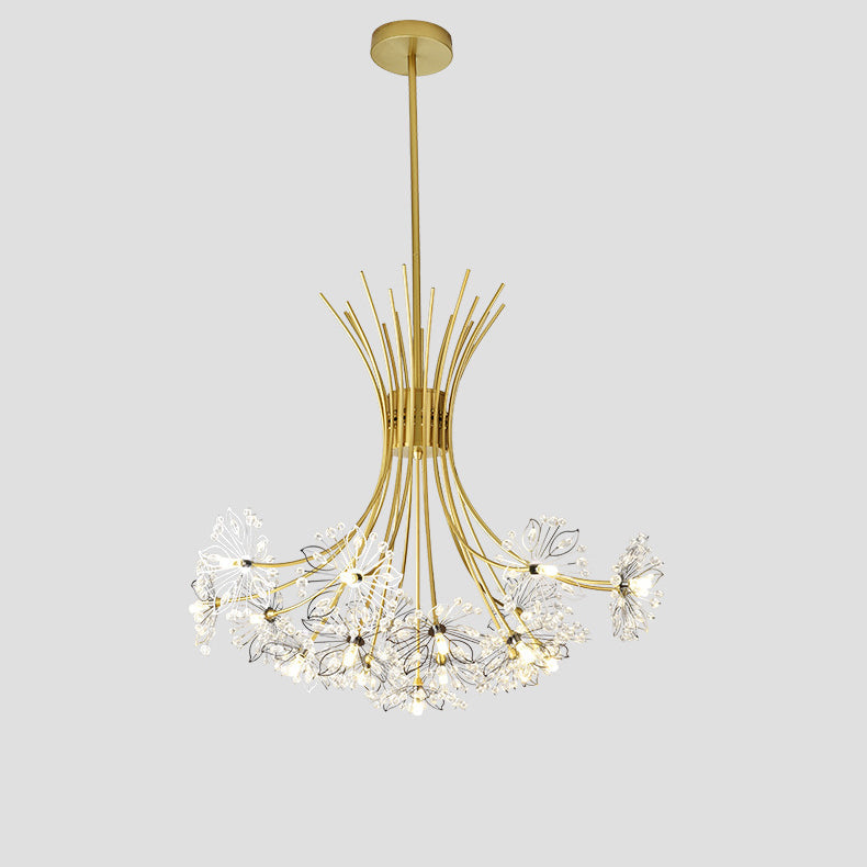 Contemporary Luxury Dandelion Crystal Firework Iron Frame 13/19-light Chandelier for Living Room