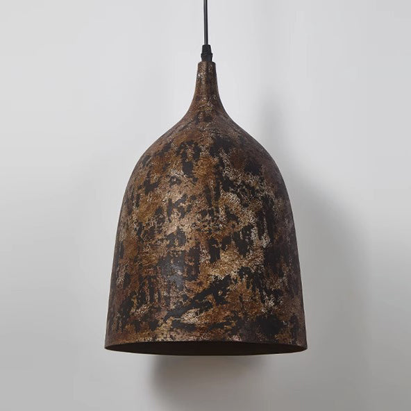 Traditional Japanese Wabi-sabi Hand Painted Steel Round 1-light Pendant Light for Dining Room