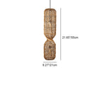 Traditional Japanese Chinoiserie Knob Cylindrical Rattan Weaving 1-light Pendant Light for Entertainment Rooms BulbSquare