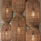 Traditional Japanese Chinoiserie Knob Cylindrical Rattan Weaving 1-light Pendant Light for Entertainment Rooms BulbSquare