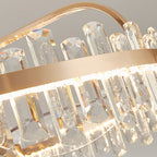 Modern Luxury Round Crystal ABS Fan Blade LED Semi-Flush Mount Ceiling Fan Light Living Room