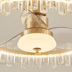 Modern Luxury Round Crystal ABS Fan Blade LED Semi-Flush Mount Ceiling Fan Light Living Room