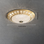 Contemporary Luxury Copper Acrylic Round LED Flush Mount Ceiling Light For Bedroom