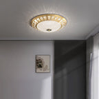 Contemporary Luxury Copper Acrylic Round LED Flush Mount Ceiling Light For Bedroom