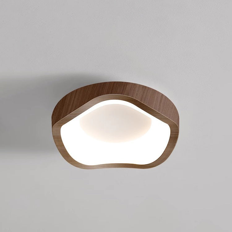 Traditional Japanese Corrugated Iron Pe LED Flush Mount Ceiling Light for Living Room