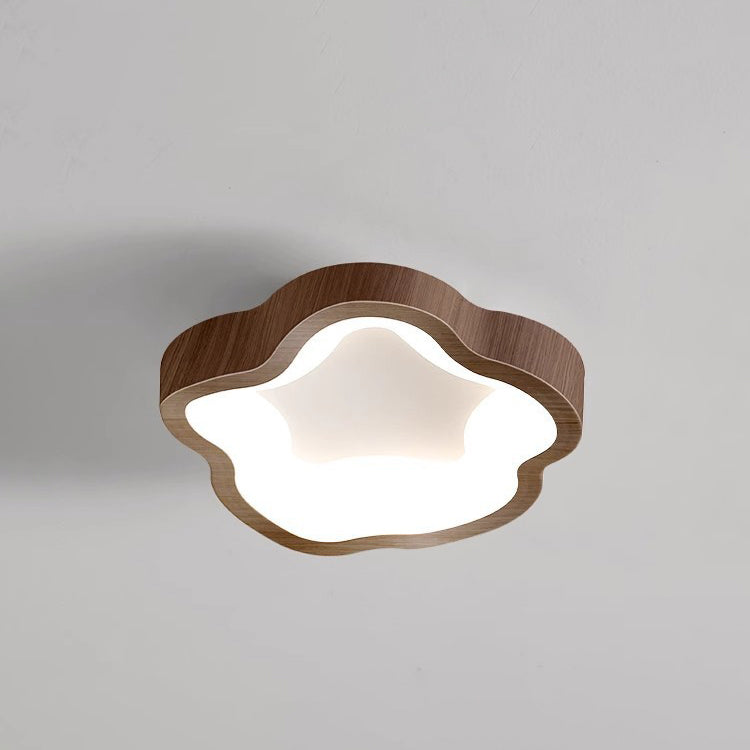 Traditional Japanese Corrugated Iron Pe LED Flush Mount Ceiling Light for Living Room