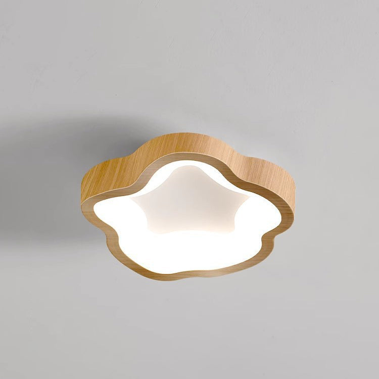 Traditional Japanese Corrugated Iron Pe LED Flush Mount Ceiling Light for Living Room