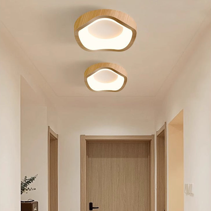 Traditional Japanese Corrugated Iron Pe LED Flush Mount Ceiling Light for Living Room