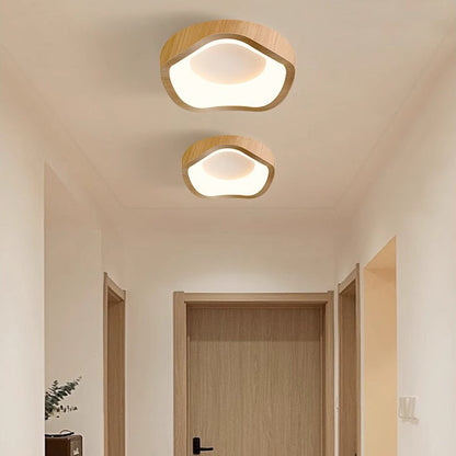 Traditional Japanese Corrugated Iron Pe LED Flush Mount Ceiling Light for Living Room