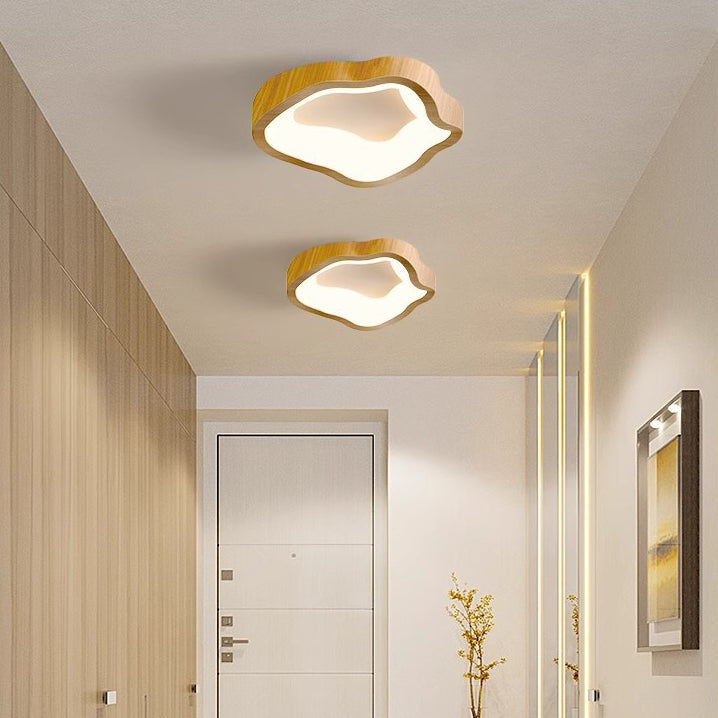Traditional Japanese Corrugated Iron Pe LED Flush Mount Ceiling Light for Living Room