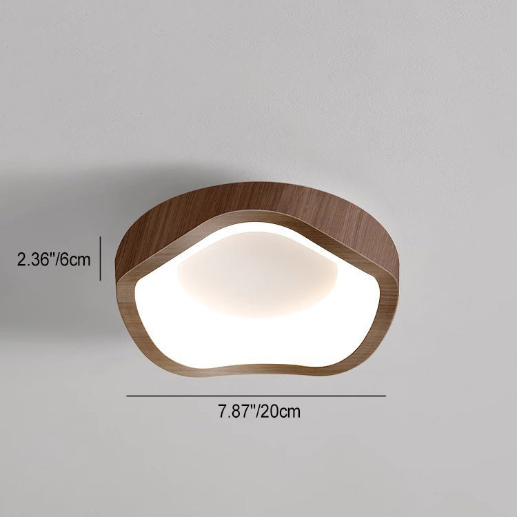 Traditional Japanese Corrugated Iron Pe LED Flush Mount Ceiling Light for Living Room