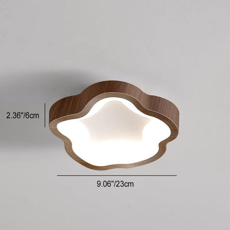 Traditional Japanese Corrugated Iron Pe LED Flush Mount Ceiling Light for Living Room