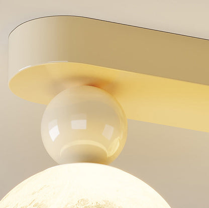 Contemporary Nordic Iron 3d Printed Resin Moon Shade 1-light Semi-flush Mount Ceiling Light for Living Room