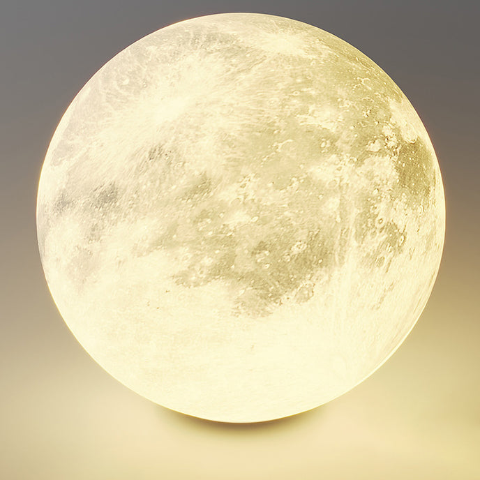 Contemporary Nordic Iron 3d Printed Resin Moon Shade 1-light Semi-flush Mount Ceiling Light for Living Room