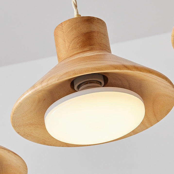 Traditional Japanese Wood Grain Tapered 1-light Pendant Light for Living Room