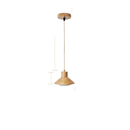 Traditional Japanese Wood Grain Tapered 1-light Pendant Light for Living Room