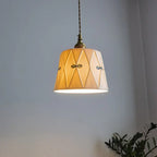 Traditional French Antique Brass Glazed Printed Ceramic Round 1-light Pendant Light for Living Room Lumendat