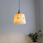 Traditional French Antique Brass Glazed Printed Ceramic Round 1-light Pendant Light for Living Room Lumendat