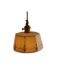 Traditional French Antique Brass Glazed Printed Ceramic Round 1-light Pendant Light for Living Room Lumendat