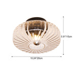 Modern Luxury Round Vertical Grain Glass Shade 1-Light Semi-Flush Mount Ceiling Light For Living Room