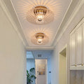 Modern Luxury Round Vertical Grain Glass Shade 1-Light Semi-Flush Mount Ceiling Light For Living Room