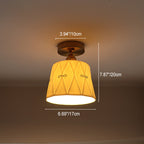 Traditional French Antique Brass Glazed Printed Ceramic Round 1-Light Semi-Flush Mount Ceiling Light For Living Room Lumendat
