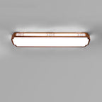 Traditional Chinese Long Strip Iron Enamel Lotus LED Flush Mount Ceiling Light For Living Room