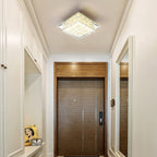 Contemporary Luxury Square Glass Crystal LED Flush Mount Ceiling Light For Living Room