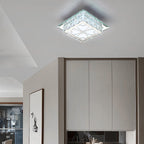 Contemporary Luxury Square Glass Crystal LED Flush Mount Ceiling Light For Living Room