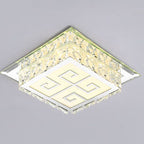 Contemporary Luxury Square Glass Crystal LED Flush Mount Ceiling Light For Living Room