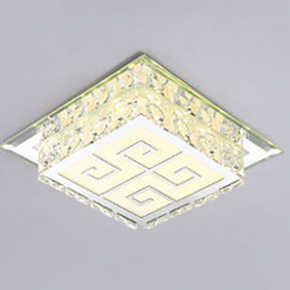 Contemporary Luxury Square Glass Crystal LED Flush Mount Ceiling Light For Living Room