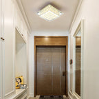 Contemporary Luxury Square Glass Crystal LED Flush Mount Ceiling Light For Living Room