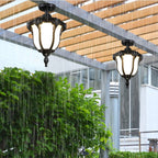 Traditional Vintage Aluminum Polygon Glass 1-Light Waterproof Outdoor Semi-Flush Mount Ceiling Light For Garden Lumendat
