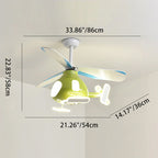 Lumendat Contemporary Creative Cartoon Helicopter Iron Acrylic LED Kids Downrods Ceiling Fan Light For Bedroom Lumendat