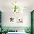Lumendat Contemporary Creative Cartoon Helicopter Iron Acrylic LED Kids Downrods Ceiling Fan Light For Bedroom Lumendat