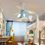 Lumendat Contemporary Creative Cartoon Helicopter Iron Acrylic LED Kids Downrods Ceiling Fan Light For Bedroom Lumendat