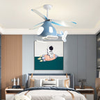 Lumendat Contemporary Creative Cartoon Helicopter Iron Acrylic LED Kids Downrods Ceiling Fan Light For Bedroom Lumendat