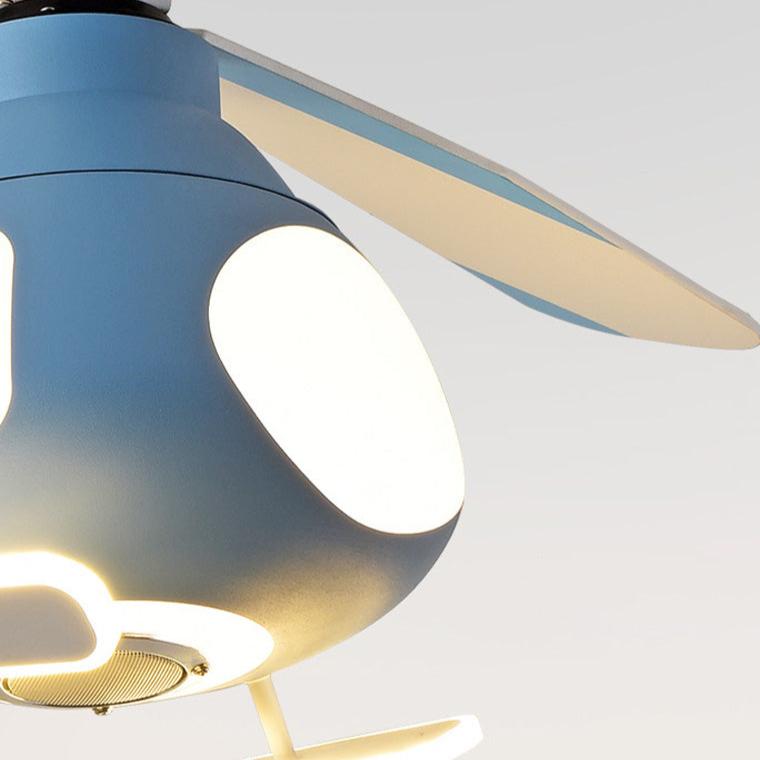 Lumendat Contemporary Creative Cartoon Helicopter Iron Acrylic LED Kids Downrods Ceiling Fan Light For Bedroom Lumendat